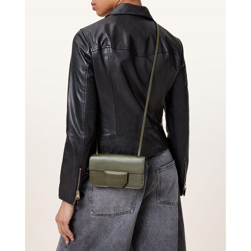 AllSaints Ann Leather Crossbody Wallet Bag image number 6